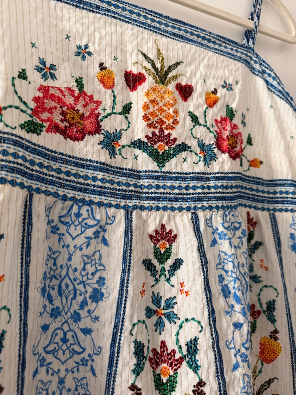 FARM Rio White Pineapple Maxi Dress with Gold Trim - Picture 3 of 4